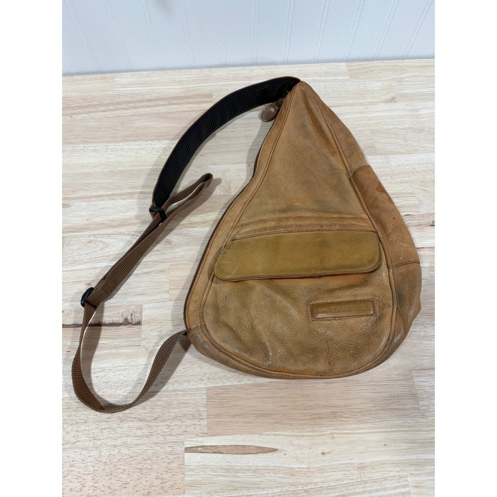 L.L. Bean Ameribag Leather Crossbody Sling Bag Tan Travel